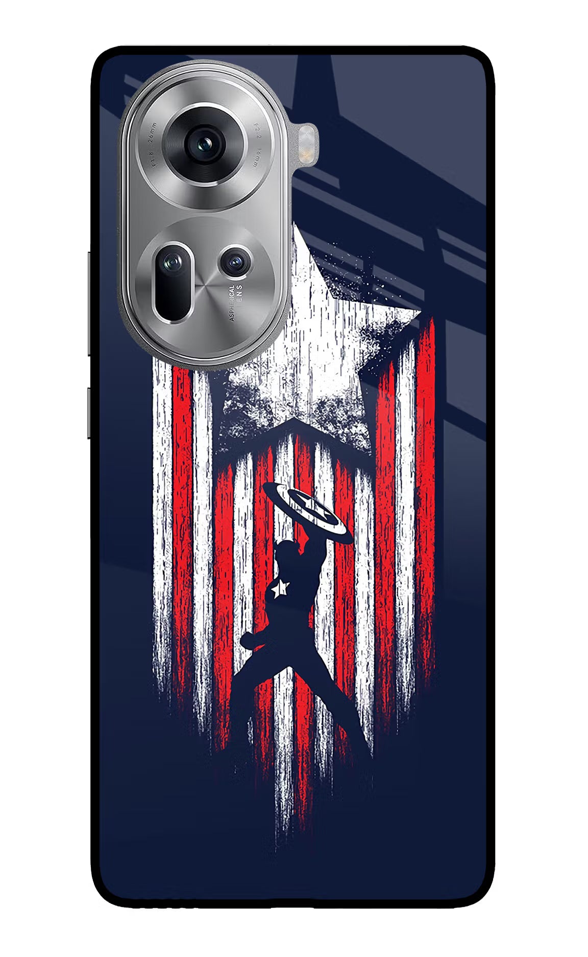 Captain America Marvel Art Oppo Reno11 Glass Case Back Cover by Casekaro