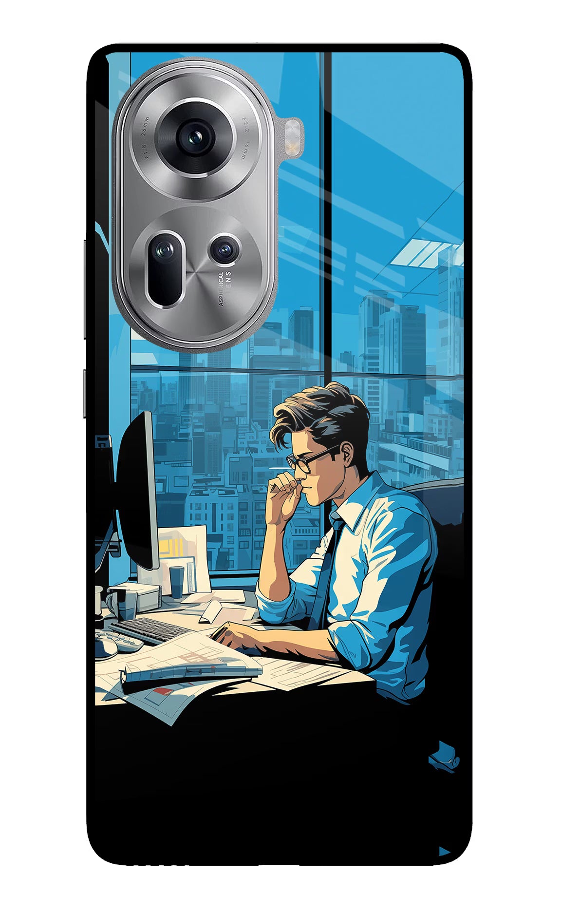 Focused Hustler (AI Generated) Oppo Reno11 Glass Case Back Cover by Casekaro