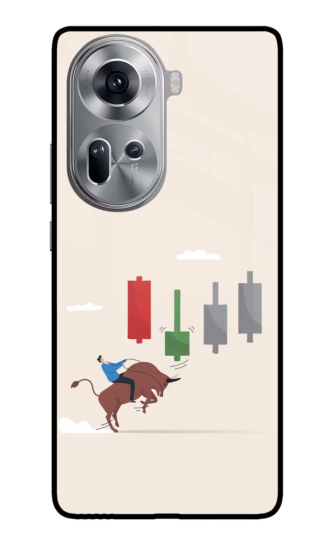 Bull Trading Momentum Oppo Reno11 Glass Case Back Cover by Casekaro