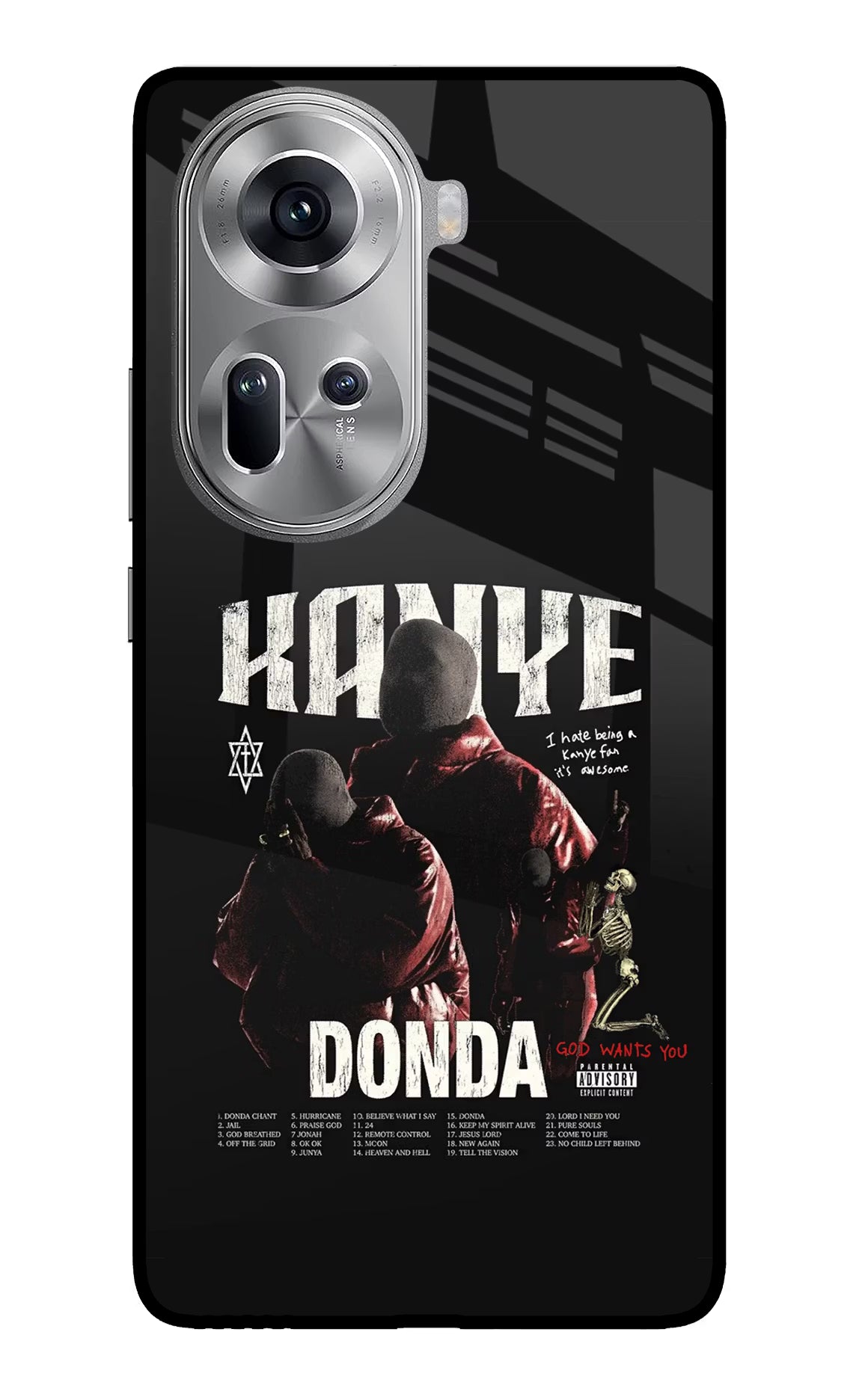 Donda Kanye West Oppo Reno11 Glass Case Back Cover by Casekaro