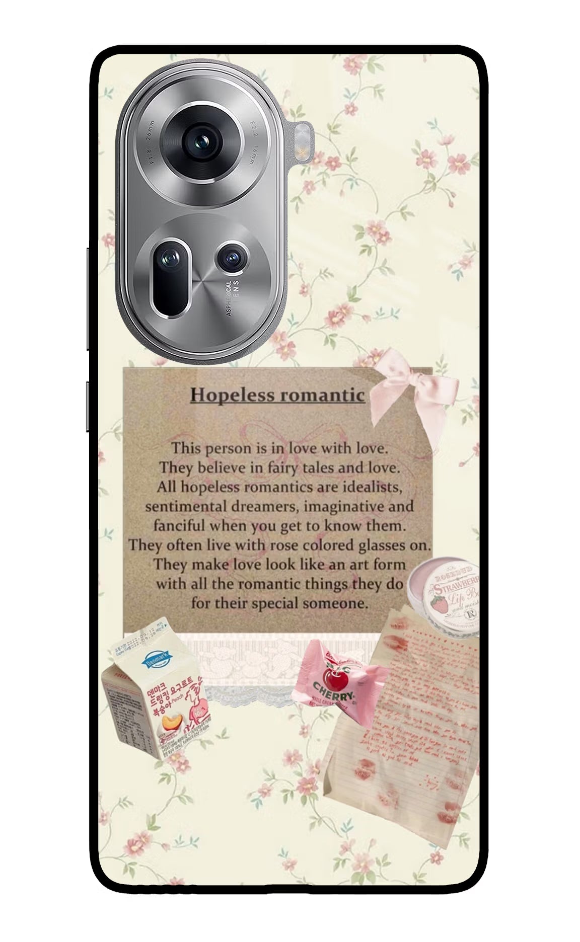 Hopeless Romantic Oppo Reno11 Glass Case Back Cover by Casekaro