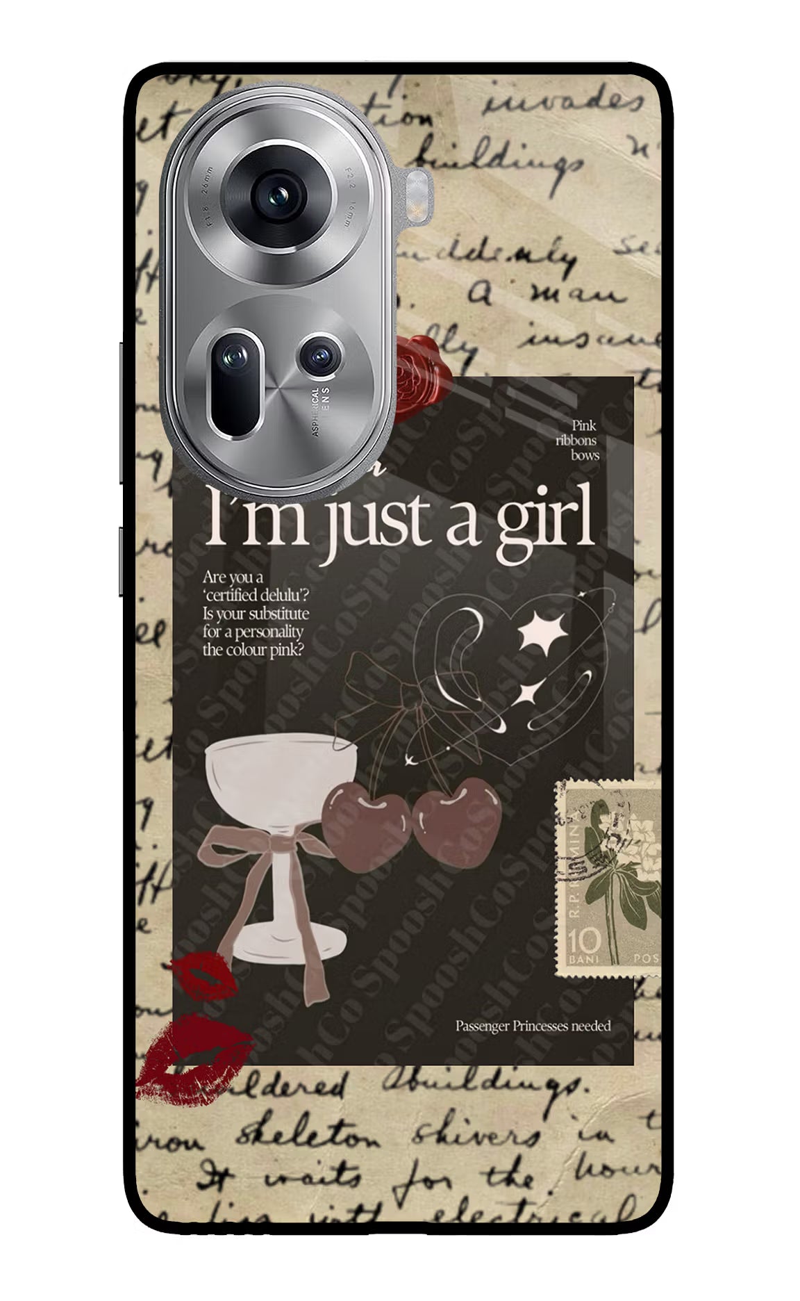 I am just a girl Oppo Reno11 Glass Case Back Cover by Casekaro