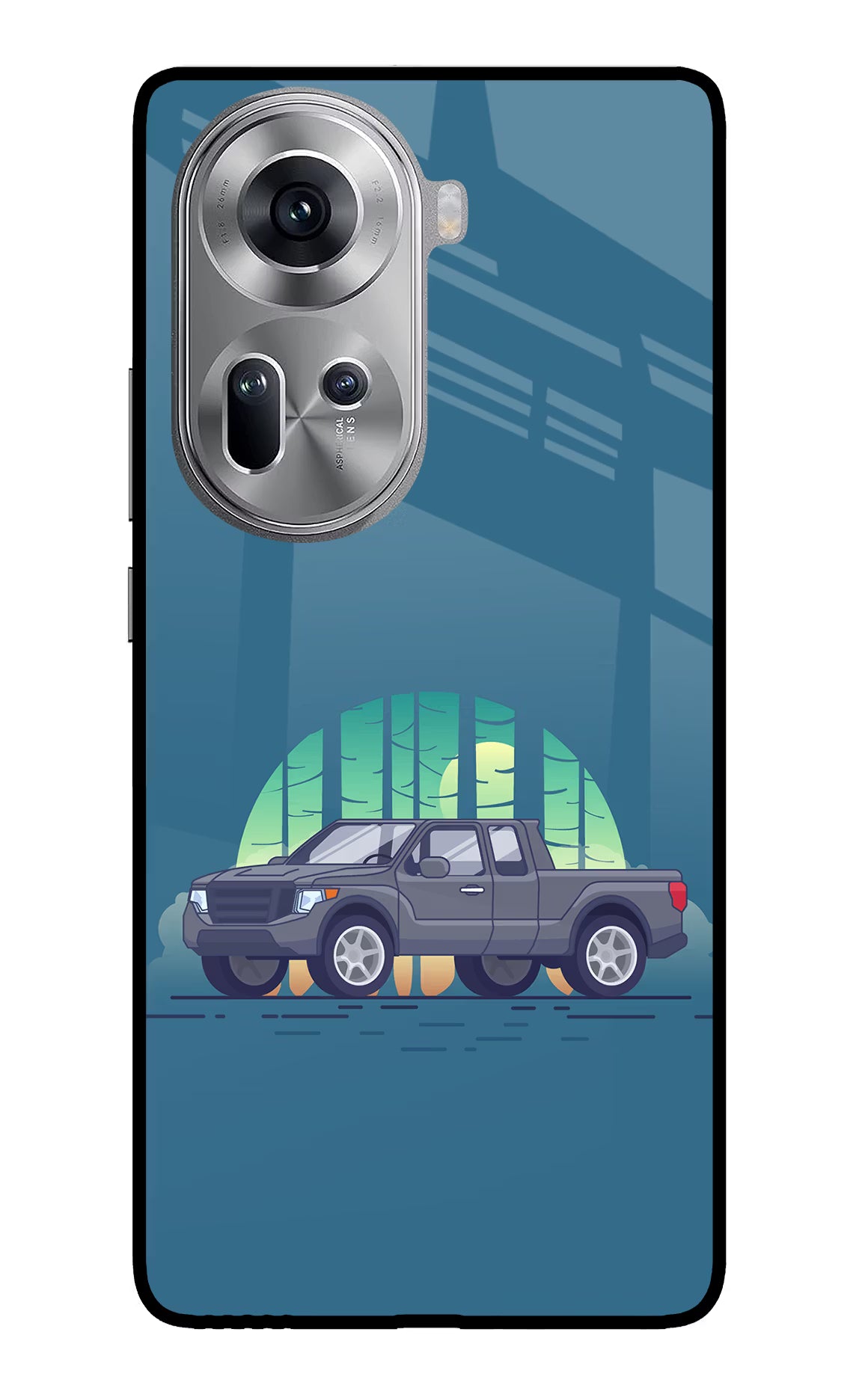 Retro Garage Vibe Oppo Reno11 Glass Case Back Cover by Casekaro