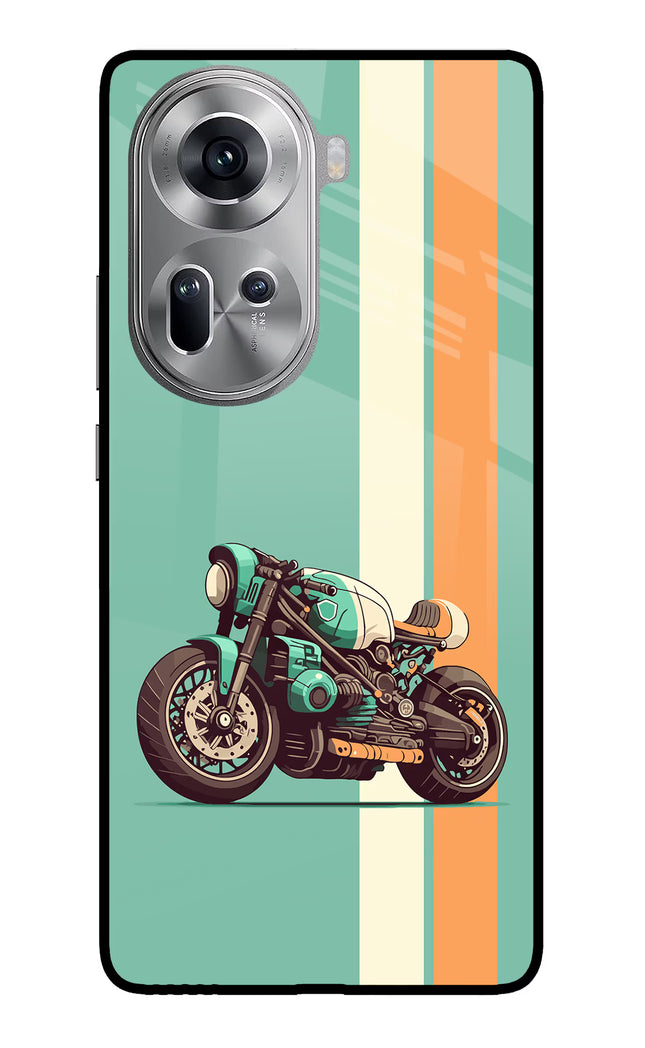 Striped Moto Drift Oppo Reno11 Glass Case