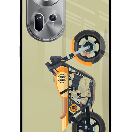 Vertical Speedster Oppo Reno11 Glass Case Back Cover by Casekaro