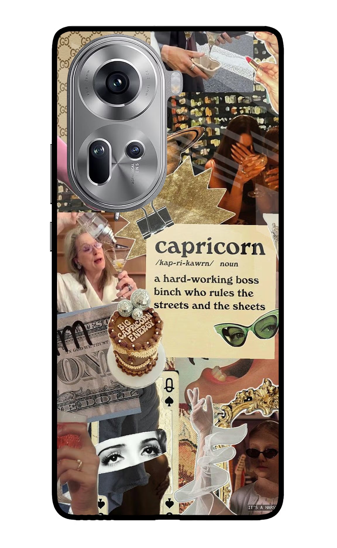 Capricorn Zodiac Oppo Reno11 Glass Case Back Cover by Casekaro