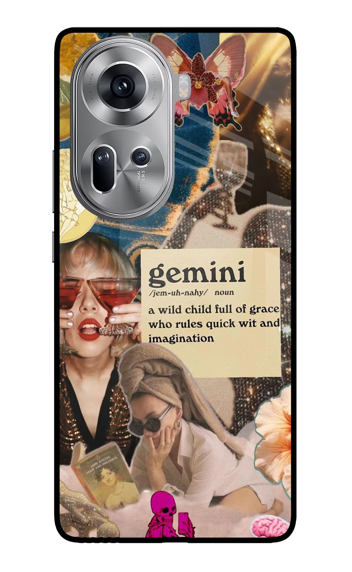 Gemini Zodiac Oppo Reno11 Glass Case Back Cover by Casekaro
