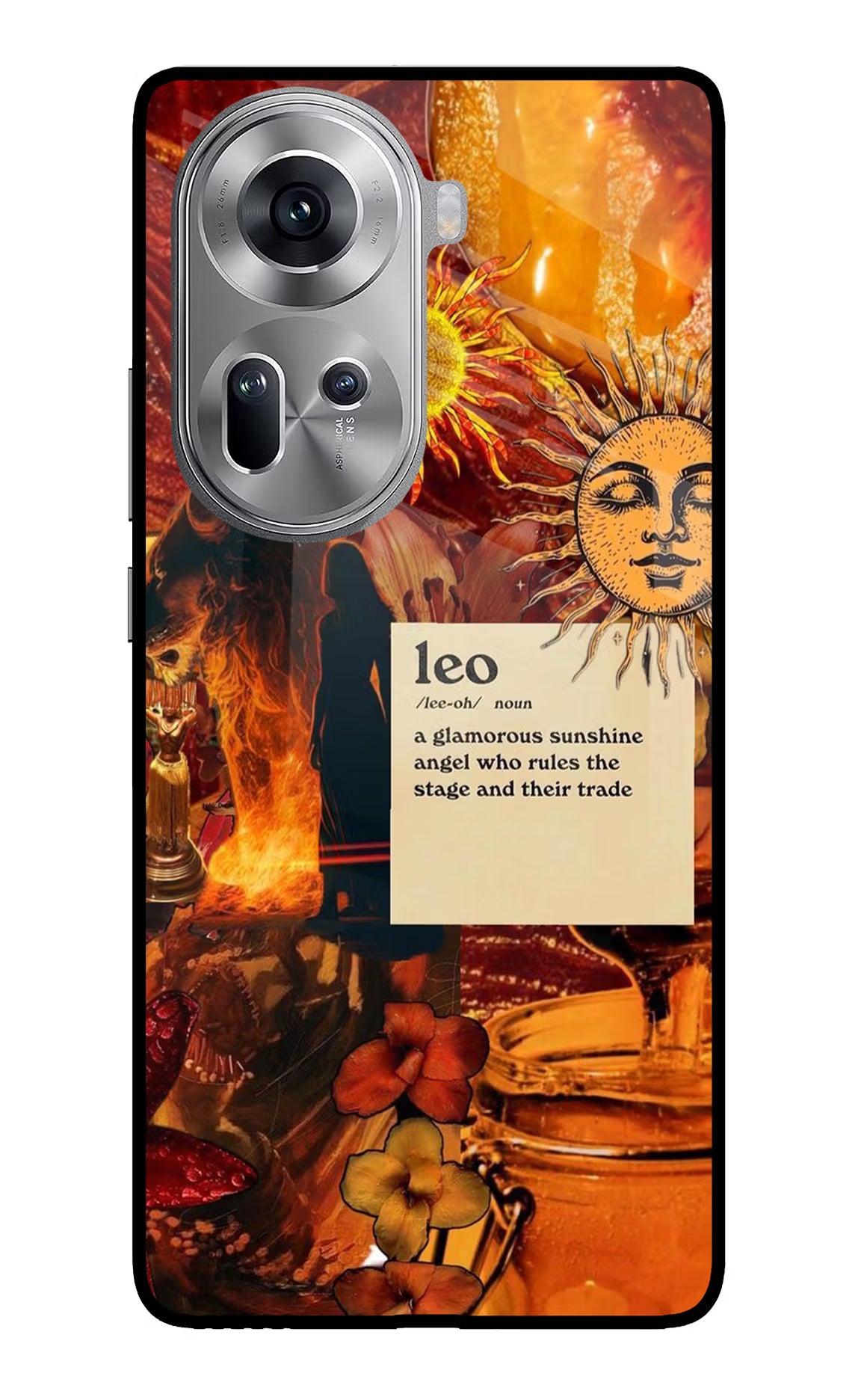 Leo Zodiac Oppo Reno11 Glass Case Back Cover by Casekaro