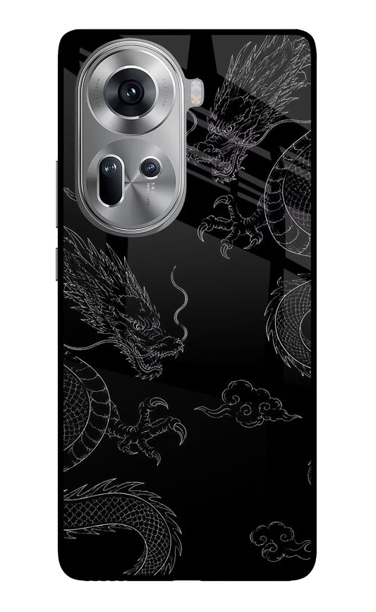 Twin Dragons Oppo Reno11 Glass Case