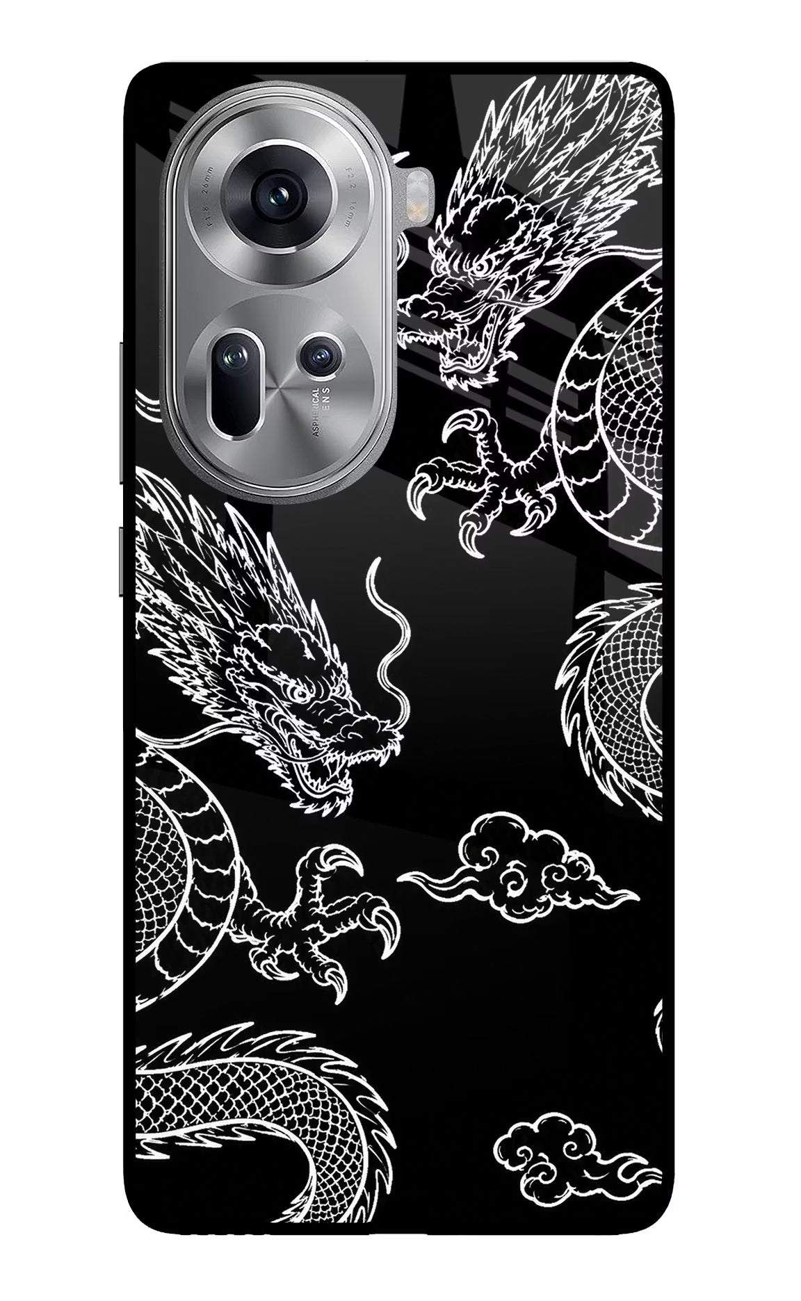 Twin Dragons Oppo Reno11 Glass Case Back Cover by Casekaro