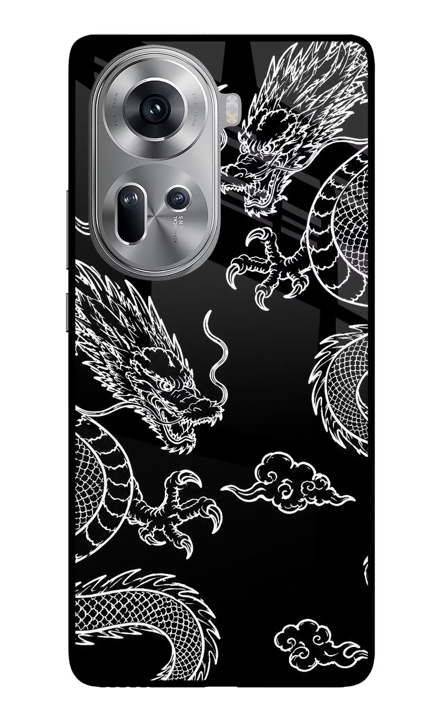 Twin Dragons Oppo Reno11 Back Cover, Glass case