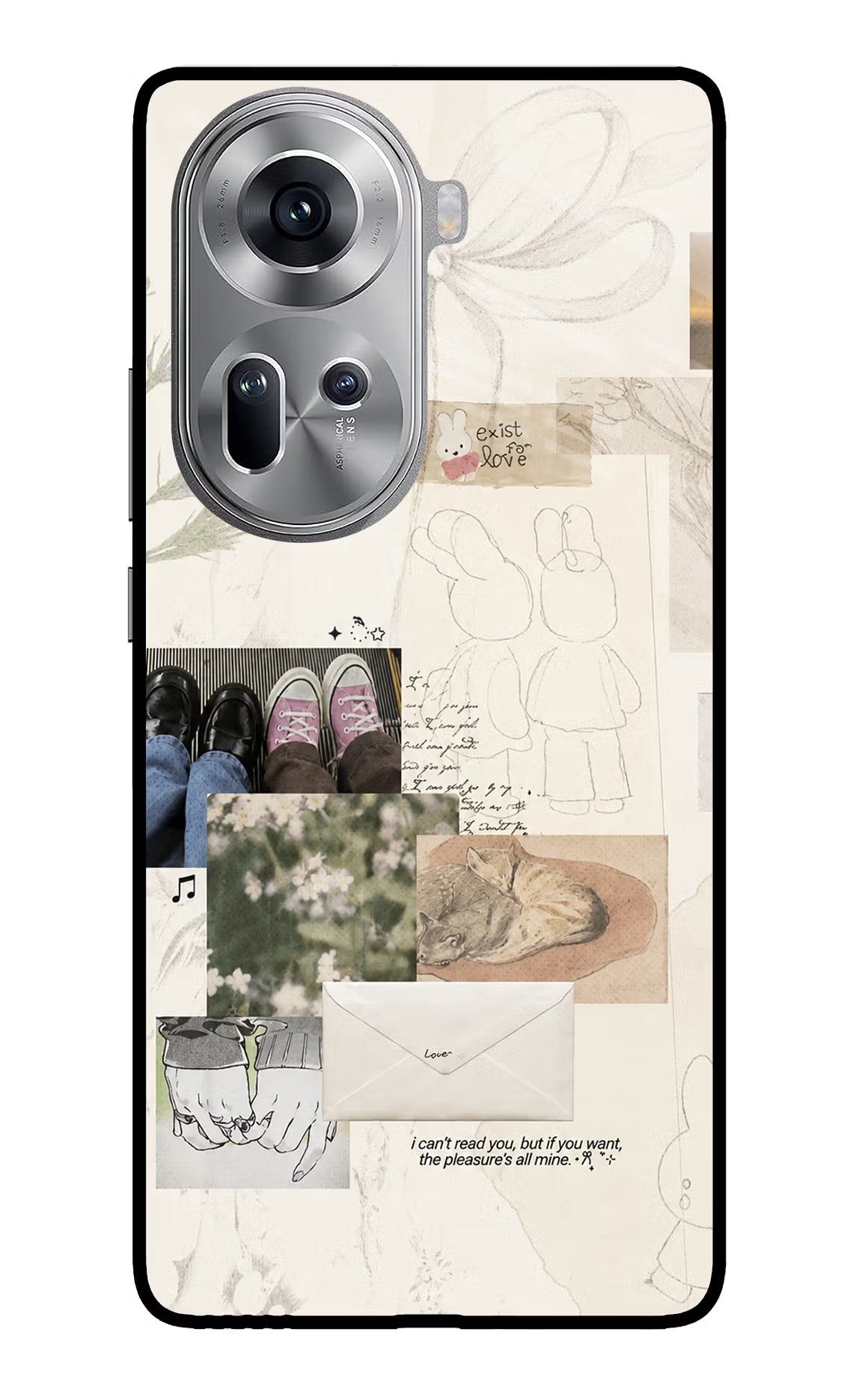 Soft Aesthetic Oppo Reno11 Glass Case