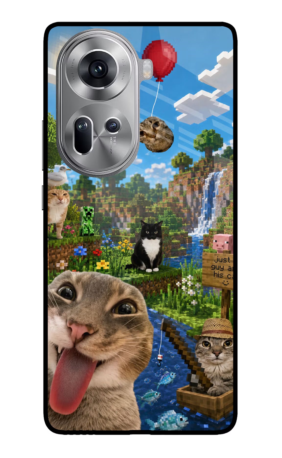 Minecraft Cat Chaos Oppo Reno11 Glass Case