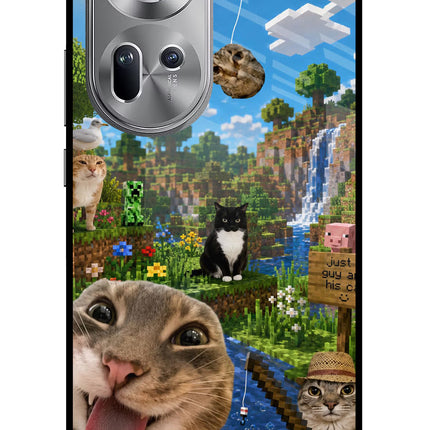 Minecraft Cat Chaos Oppo Reno11 Glass Case Back Cover by Casekaro