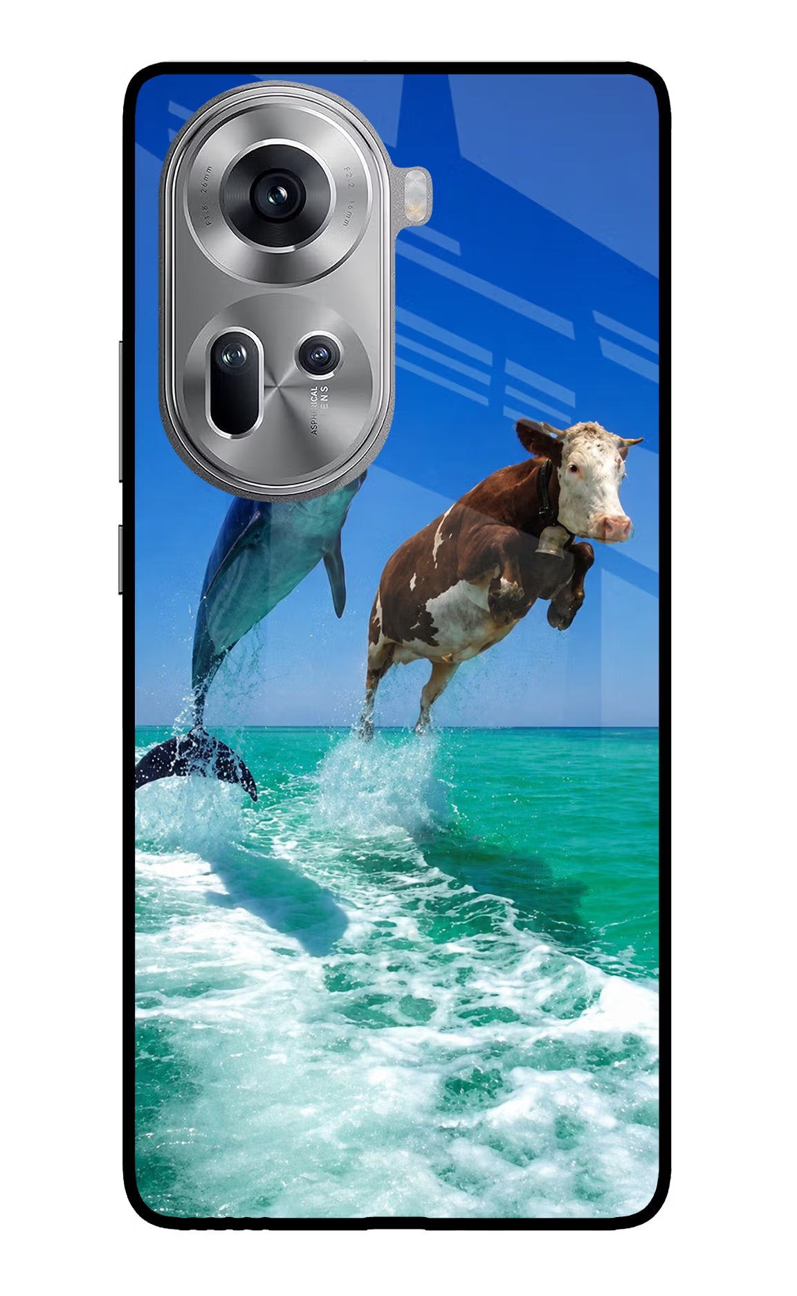 Dolphin vs Cow Oppo Reno11 Glass Case