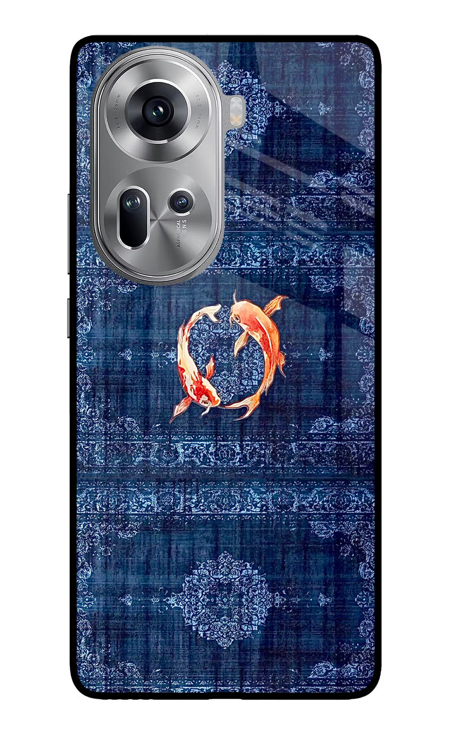 Koi Blue Oppo Reno11 Back Cover, Glass case