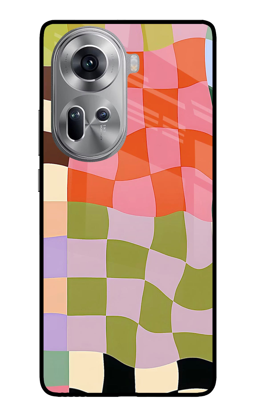 Wavy Grid Oppo Reno11 Back Cover, Glass case