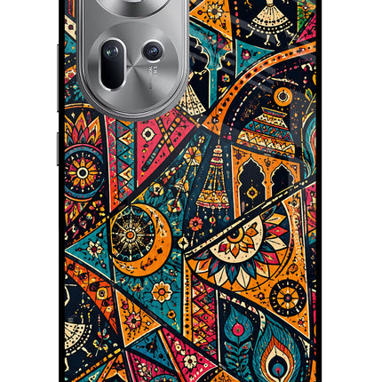 Folk Print Oppo Reno11 Glass Case