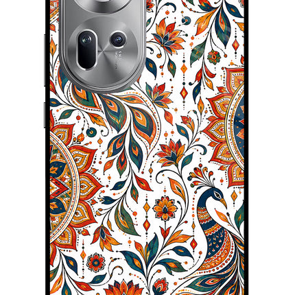 White Mayura Oppo Reno11 Glass Case