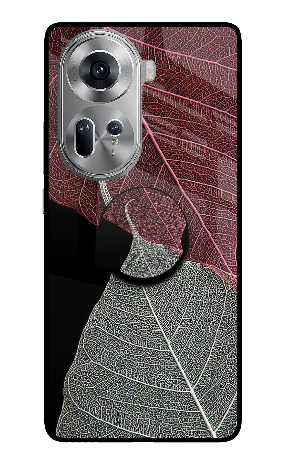 Leaf Pattern Oppo Reno11 Glass Case