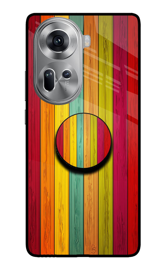 Multicolor Wooden Oppo Reno11 Glass Case