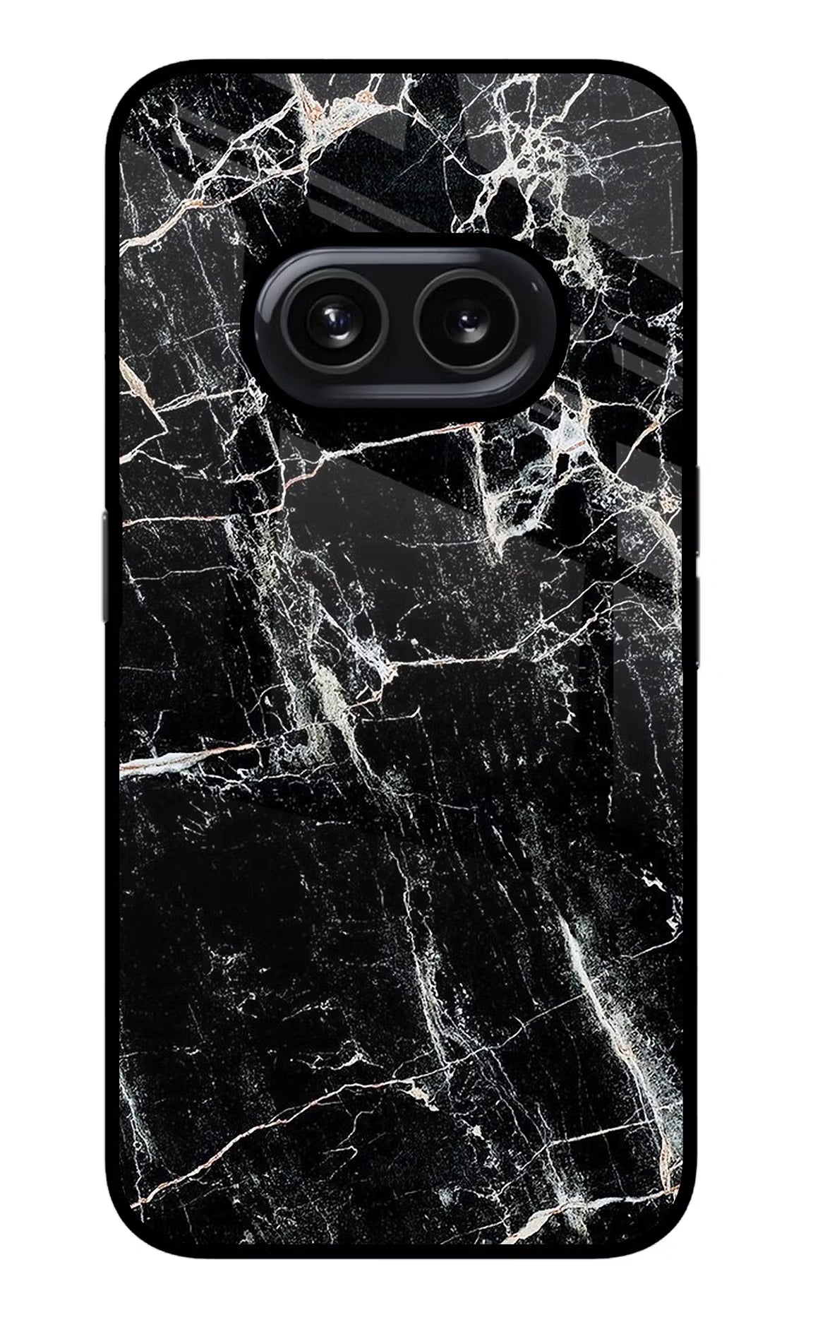 Black Marble Texture Nothing Phone 2A Glass Case Back Cover by Casekaro