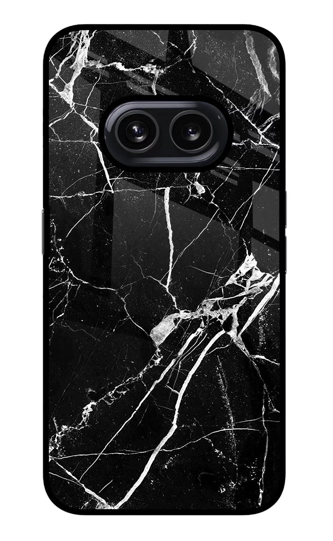 Black Marble Pattern Nothing Phone 2A Glass Case Back Cover by Casekaro