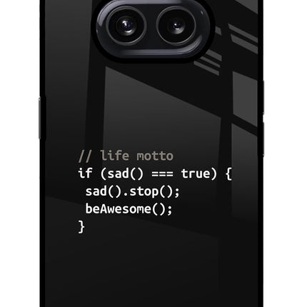 Life Motto Code Nothing Phone 2A Glass Case Back Cover by Casekaro