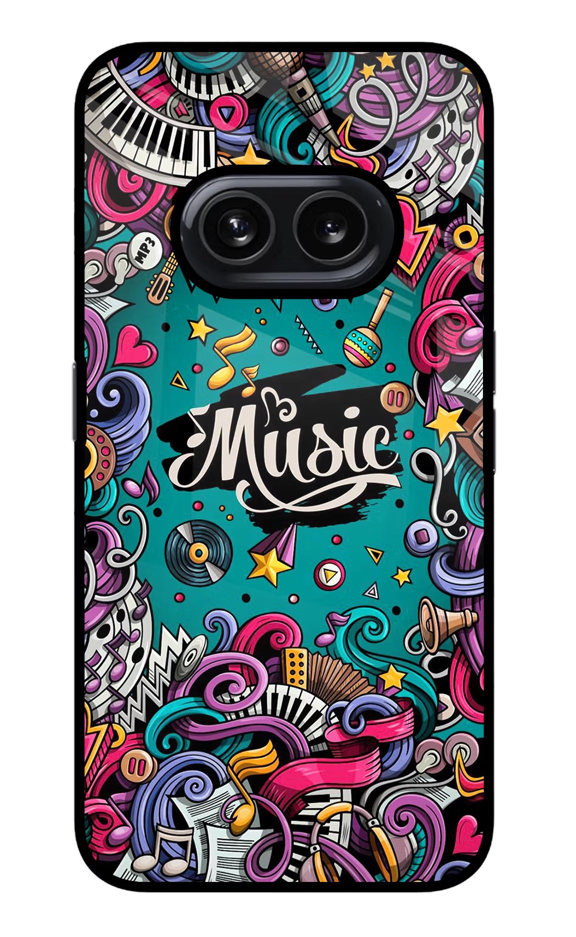 Music Graffiti Nothing Phone 2A Glass Case Back Cover by Casekaro
