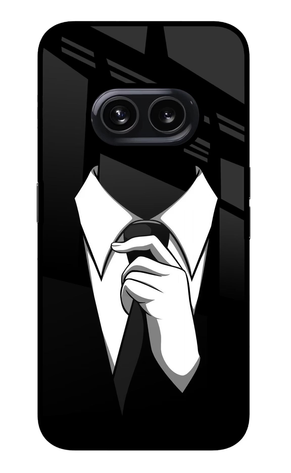 Black Tie Nothing Phone 2A Glass Case Back Cover by Casekaro