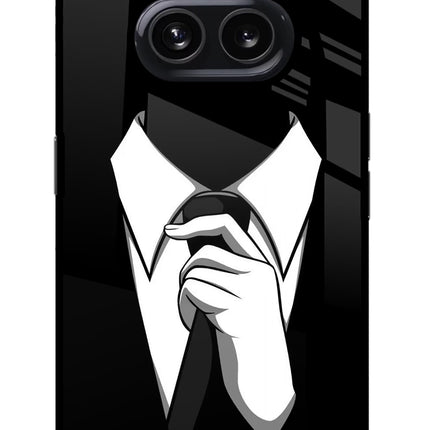 Black Tie Nothing Phone 2A Glass Case Back Cover by Casekaro