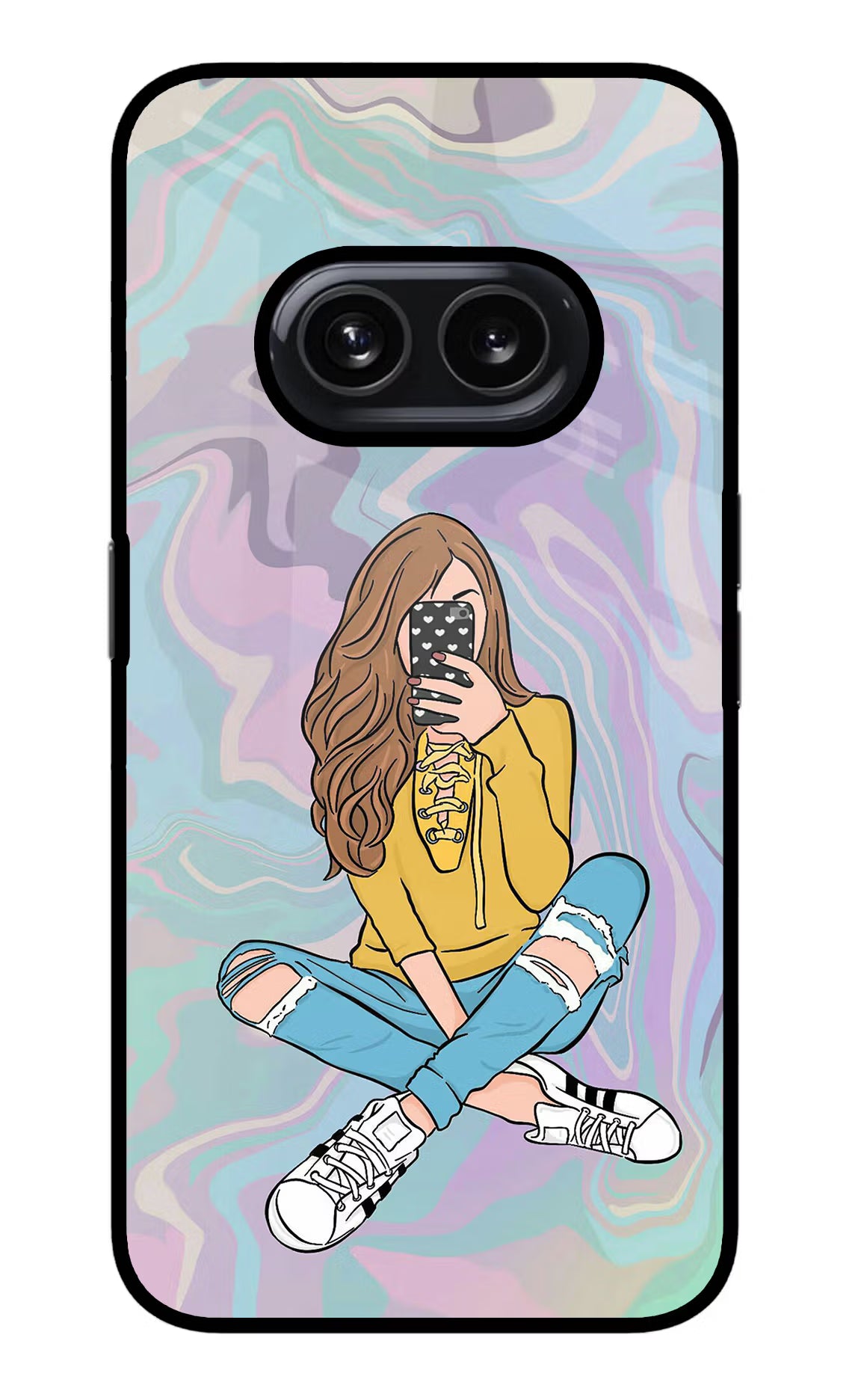Selfie Girl Nothing Phone 2A Glass Case Back Cover by Casekaro