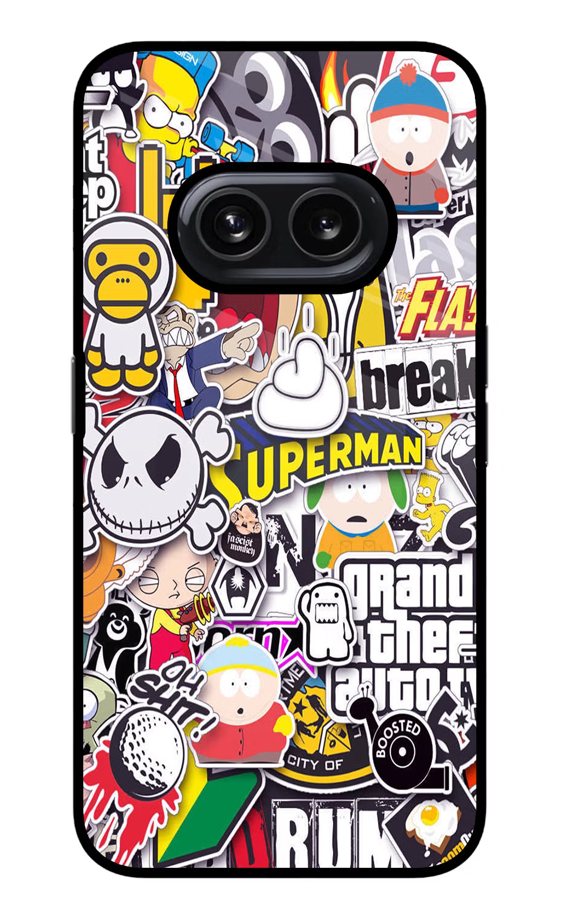 Sticker Bomb Nothing Phone 2A Glass Case Back Cover by Casekaro