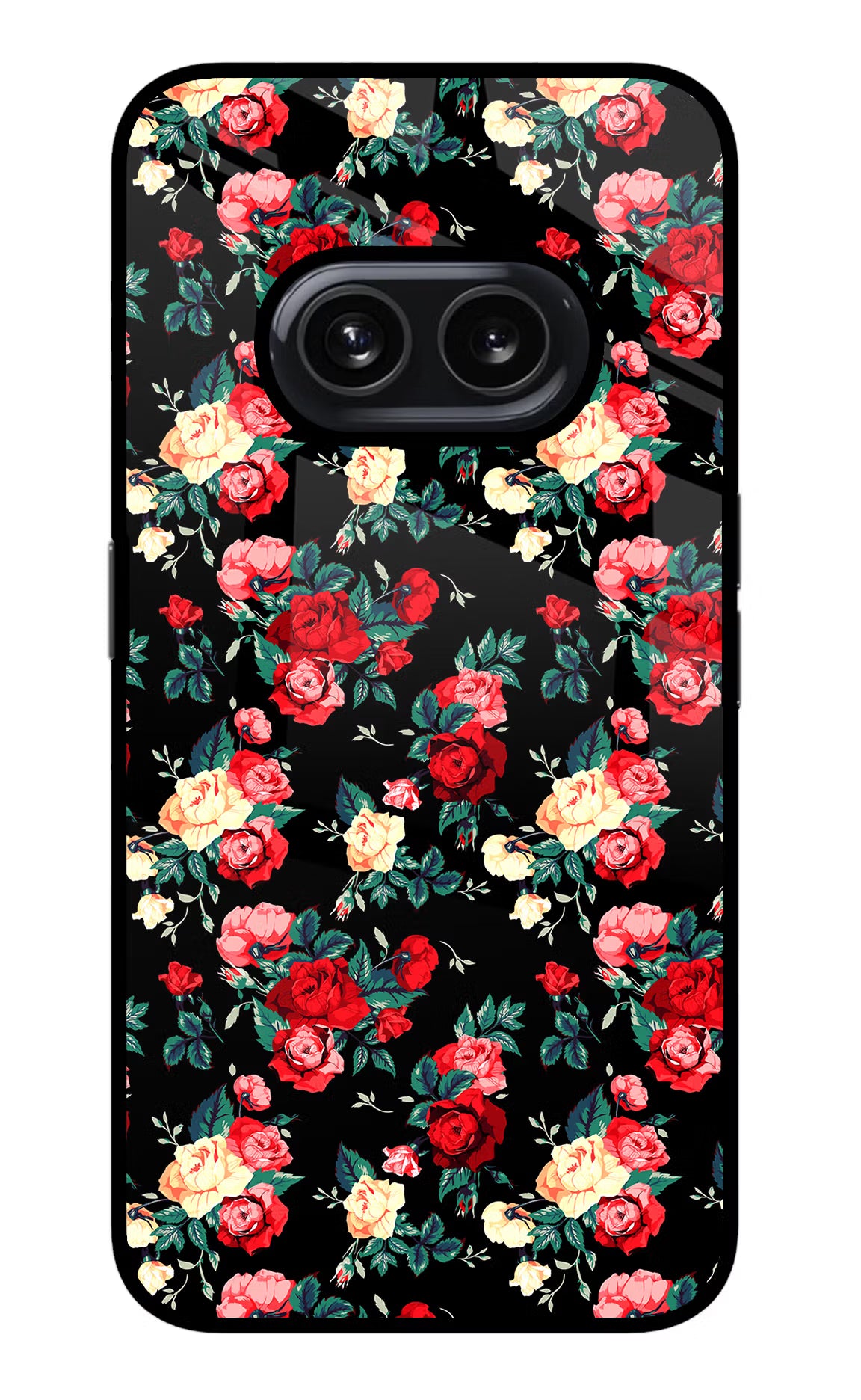 Rose Pattern Nothing Phone 2A Glass Case Back Cover by Casekaro