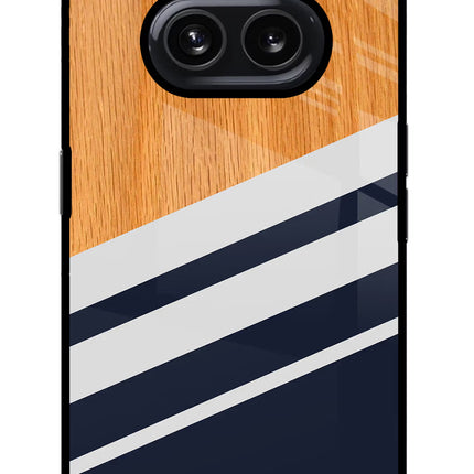 Blue and white wooden Nothing Phone 2A Glass Case Back Cover by Casekaro
