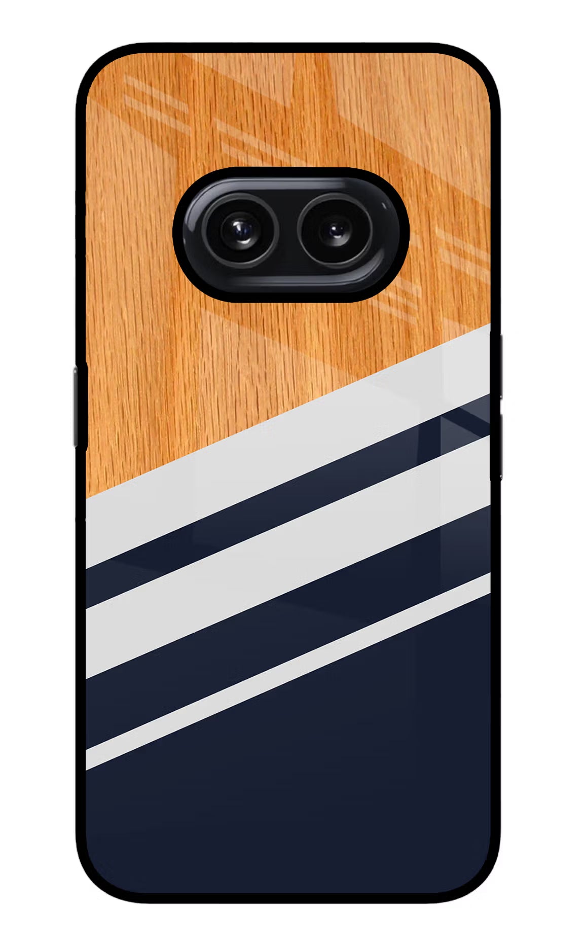 Blue and white wooden Nothing Phone 2A Glass Case Back Cover by Casekaro