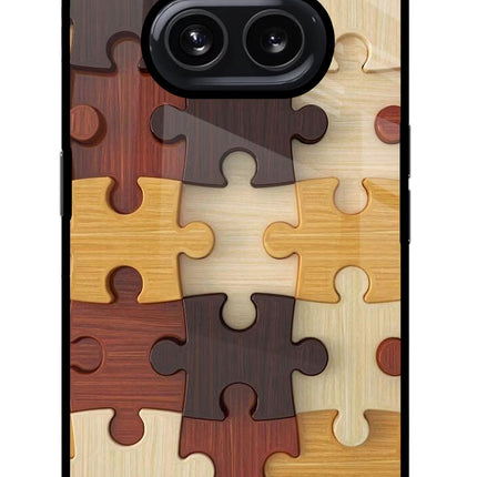 Wooden Puzzle Nothing Phone 2A Glass Case Back Cover by Casekaro