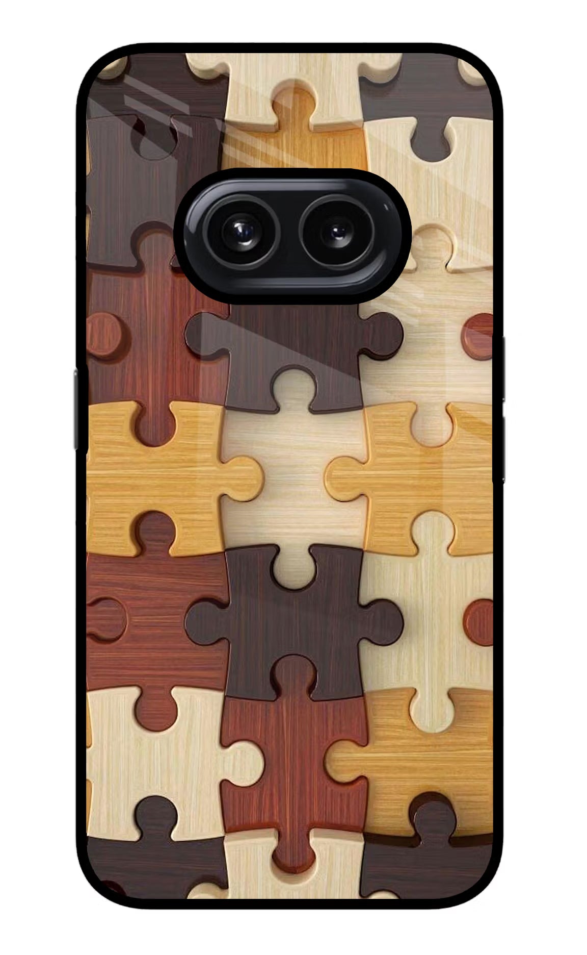 Wooden Puzzle Nothing Phone 2A Glass Case Back Cover by Casekaro