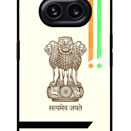 Satyamev Jayate Brown Logo Nothing Phone 2A Glass Case Back Cover by Casekaro