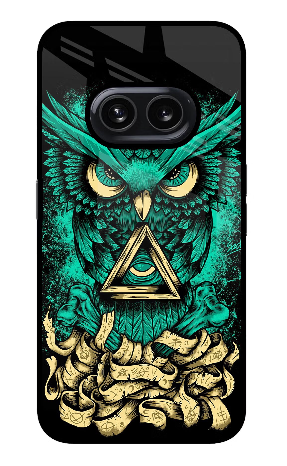 Green Owl Nothing Phone 2A Glass Case Back Cover by Casekaro