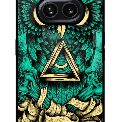Green Owl Nothing Phone 2A Glass Case Back Cover by Casekaro