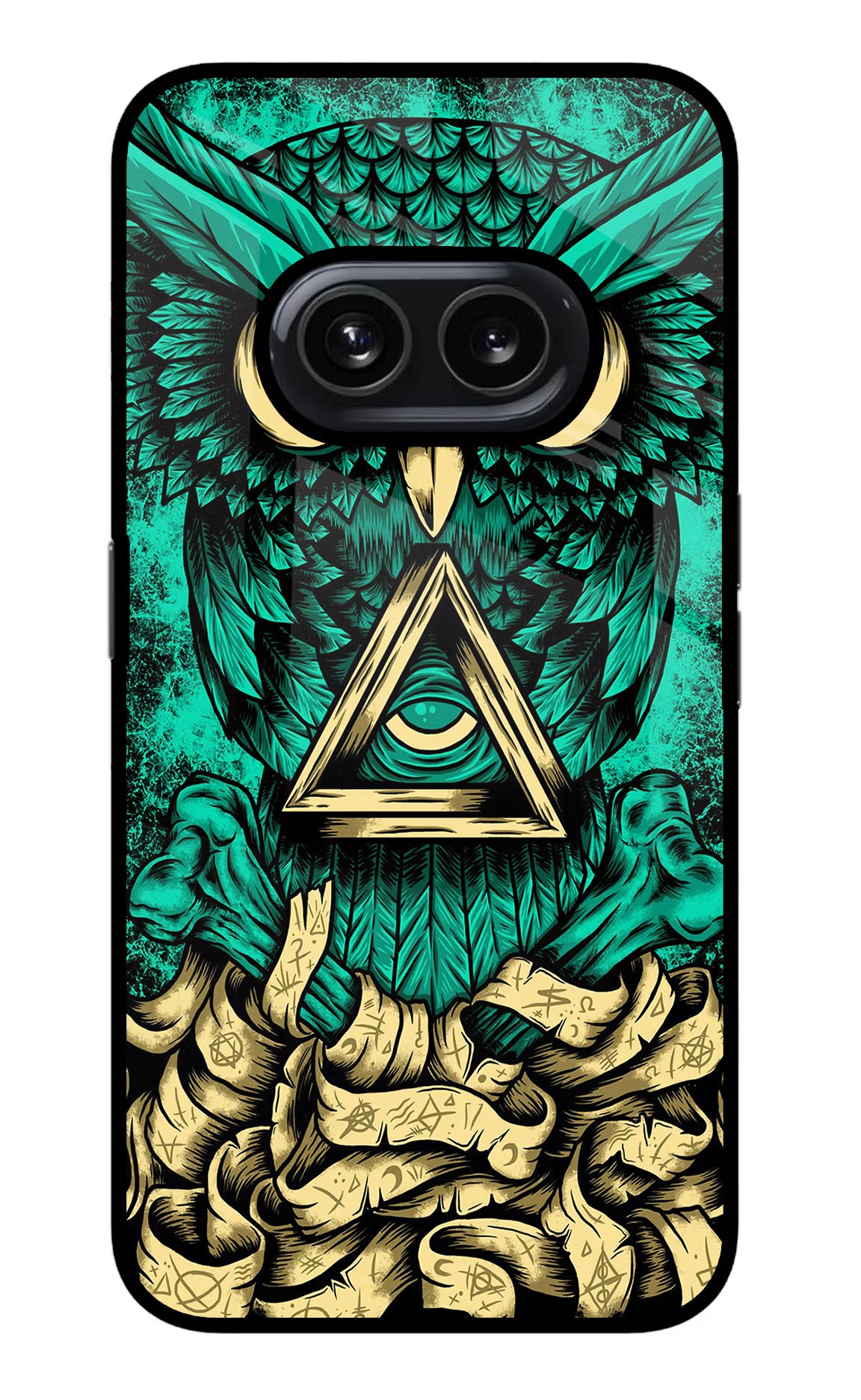 Green Owl Nothing Phone 2A Glass Case Back Cover by Casekaro