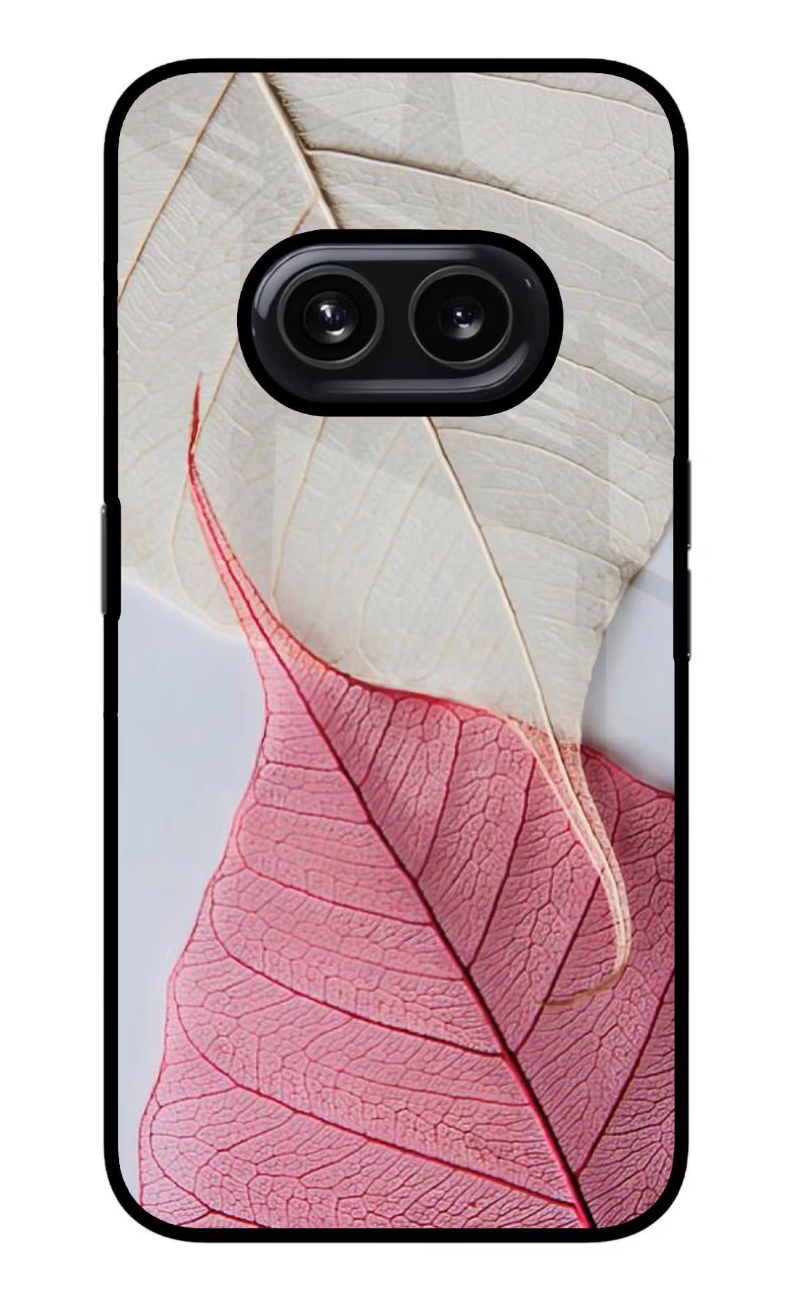White Pink Leaf Nothing Phone 2A Glass Case Back Cover by Casekaro