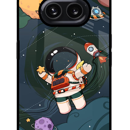 Cartoon Astronaut Nothing Phone 2A Glass Case Back Cover by Casekaro