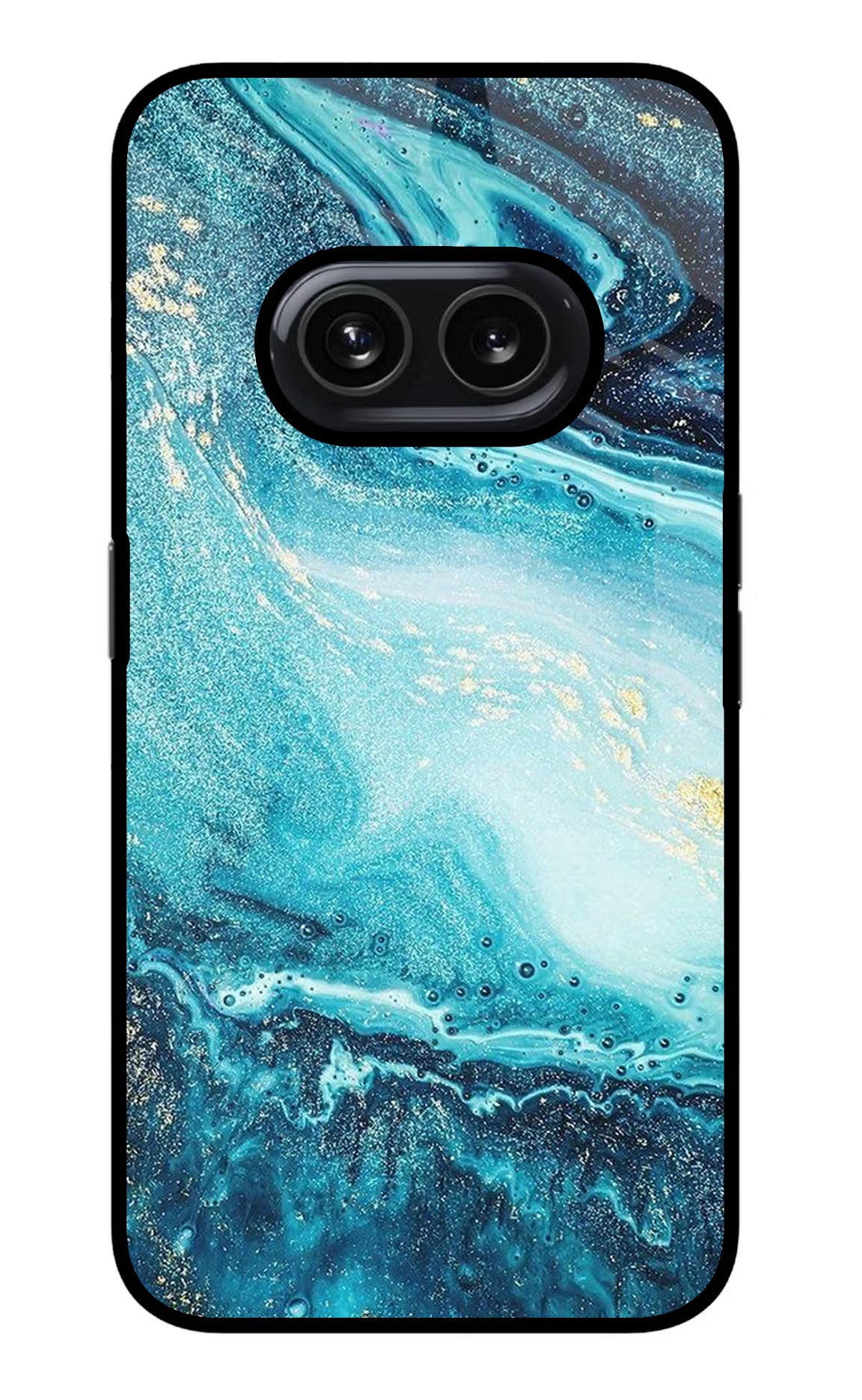 Blue Glitter Marble Nothing Phone 2A Glass Case Back Cover by Casekaro