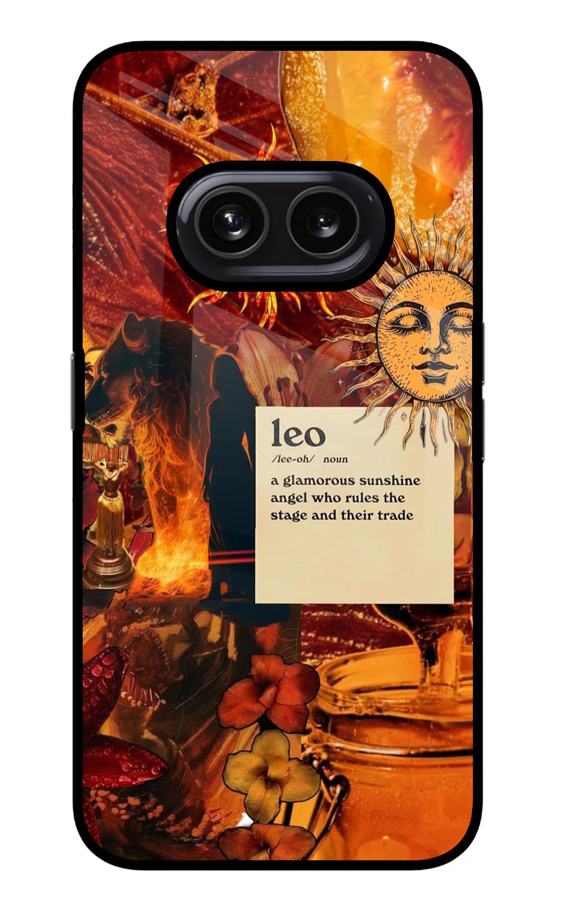 Leo Zodiac Nothing Phone 2A Glass Case Back Cover by Casekaro