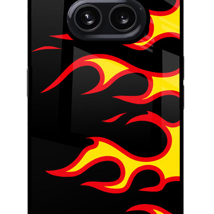 Side Sweep Flames Nothing Phone 2A Glass Case Back Cover by Casekaro