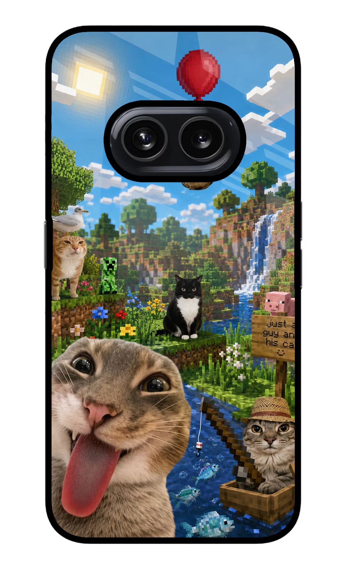 Minecraft Cat Chaos Nothing Phone 2A Glass Case
