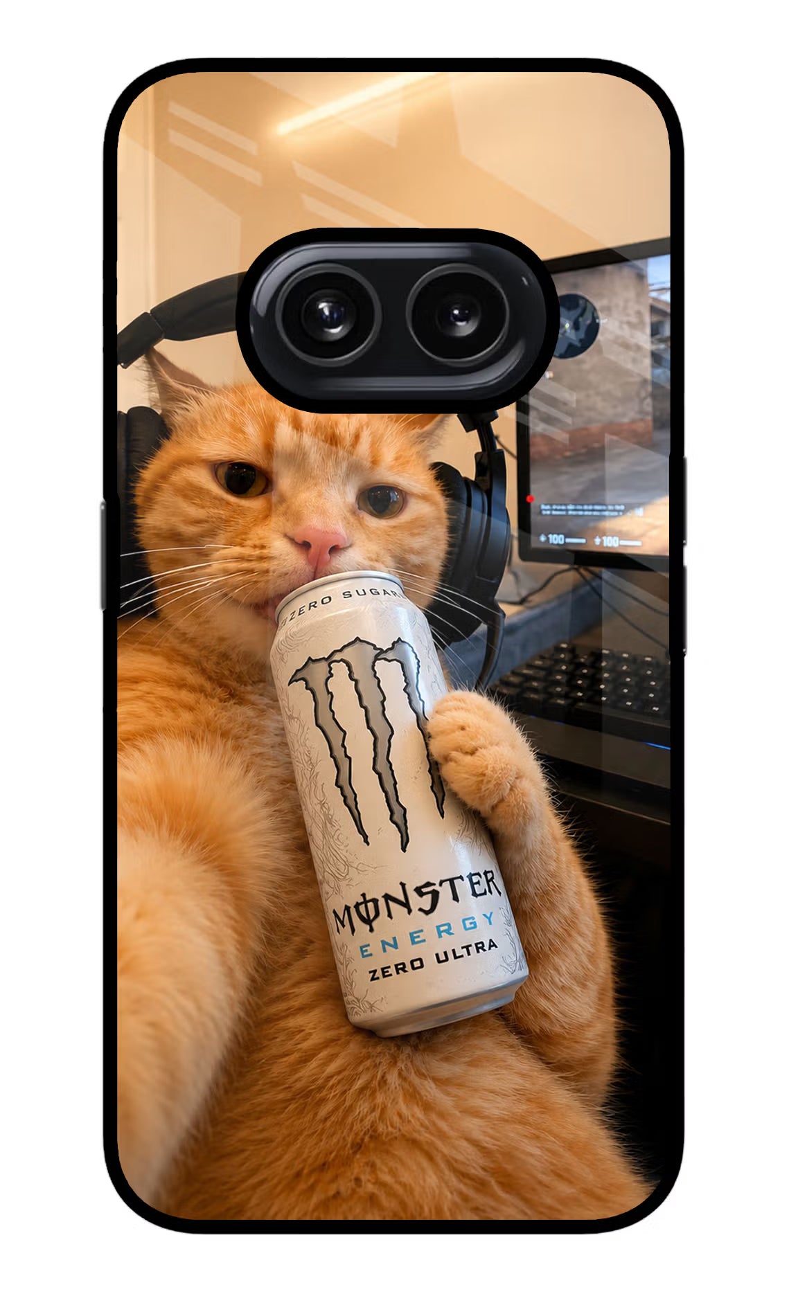 Gamer Cat Energy Nothing Phone 2A Glass Case