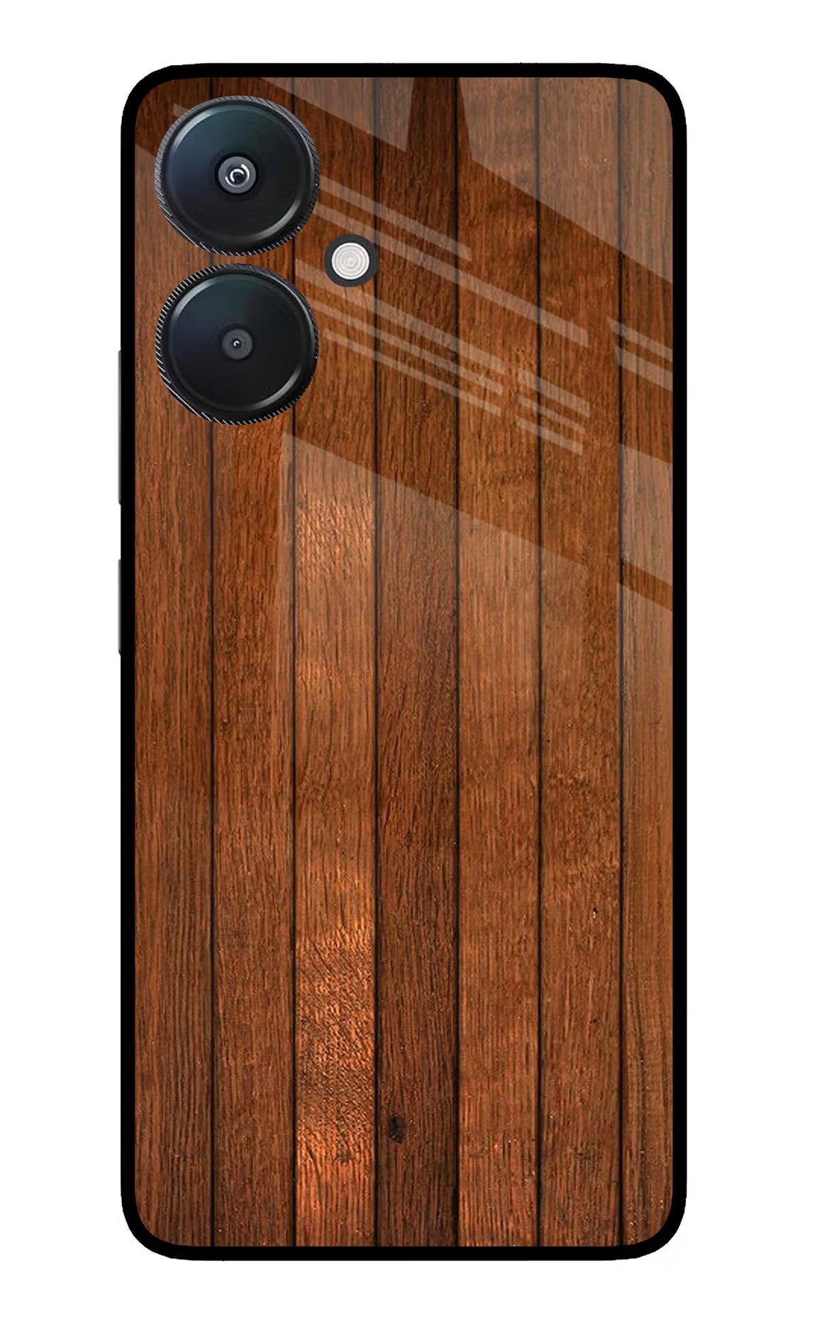 Wooden Artwork Bands Redmi 13C 5G Glass Case Back Cover by Casekaro